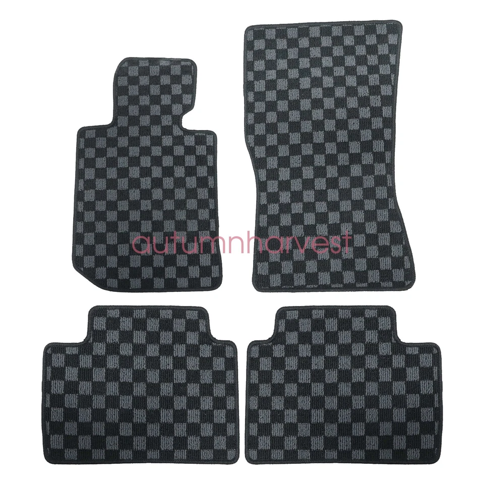 For 2019-2024 BMW 3-Series G20 & M3 G80 2-Row Checkered Flag Carpet Floor Mats - Image 4 of 4