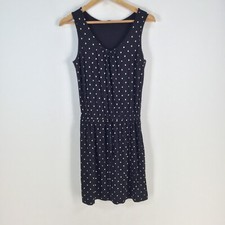 Uniqlo womens dress size XS black polka dot sleeveless fit flare viscose 082440