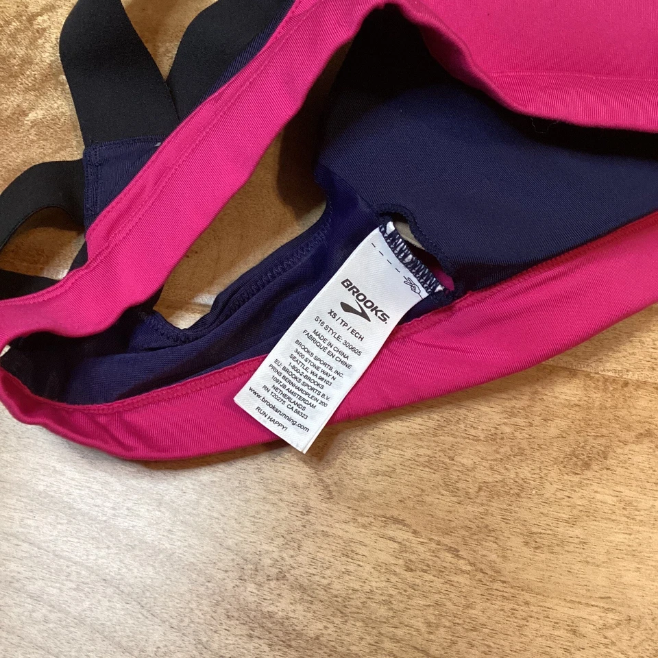Sujetador deportivo acolchado Brooks Moving Comfort Hot Shot rosa azul marino para mujer XS Foto 3 de 4