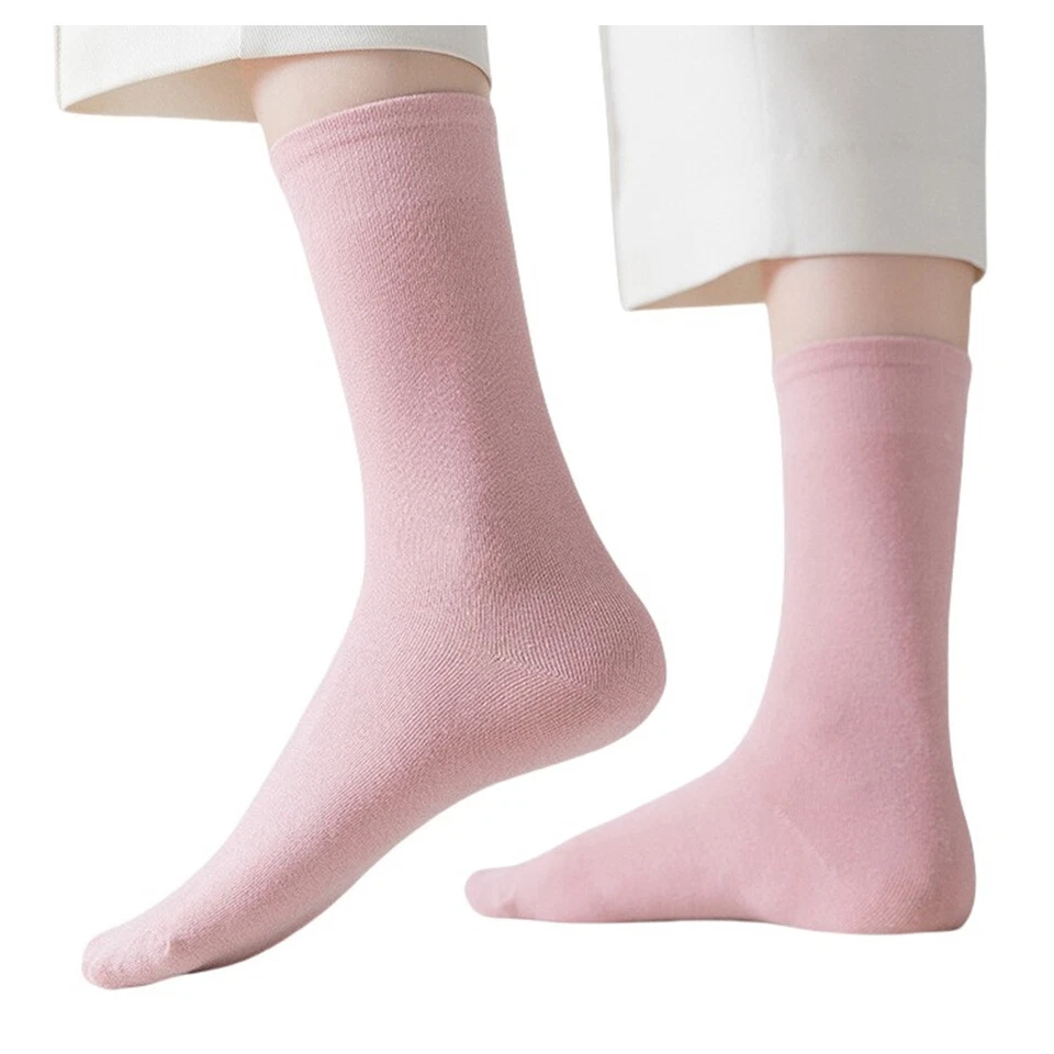 5 pares de calcetines deportivos elásticos de media pantorrilla elásticos de algodón liso para mujer Foto 4 de 4