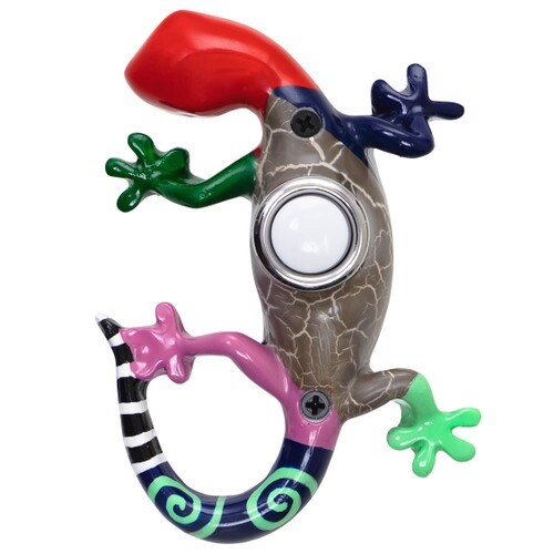 Surface Mount Push Button Doorbell Painted Gecko Lizard Colorful - Picture 1 of 1