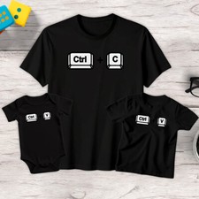 Mens Kids Ctrl C Ctrl V Funny Fathers Day T-Shirt Tee Baby Romper Best Dad #FD