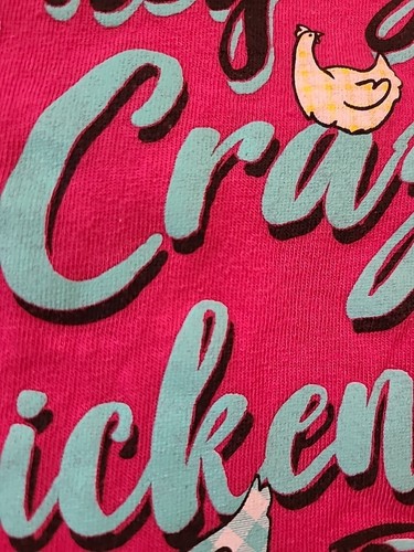 Crazy Chicken Lady T Shirt Large Bright Pink - Picture 4 of 5