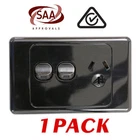 1 x Single 10AMP Power Point GPO with extra SWITCH - BLACK Electrical - SAA