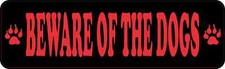 10x3 Black And Red Beware Of The Dogs Sticker Vinyl Stickers Caution Sign Decals
