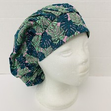 women surgical cap; cord lock,bouffant style- Leaves