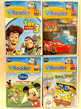 lot of 4 VTech v.reader cartridges: Toy Story 3, Mater, Spongebob - tested good