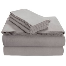 Tribeca Living Luxury Solid Flannel Deep Pocket Sheet Set King - Platinum