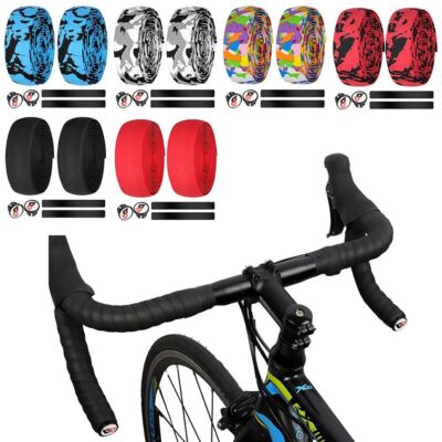 2pcs Bicycle Handlebar Tape Anti-Slip Bike Handle Belt Wraps with Bar End Plugs