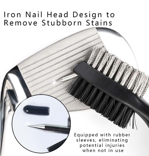 Double Sided Golf Club Cleaning Brush with Retractable Groove Sharpener - Picture 3 of 3