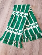 Irish Ireland 44" X 9" Shamrock Green  White Stripe Scarf Central Tie Co Dublin