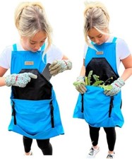 Cross Back Garden Apron With Pockets Harvest Apron with Large Kangaroo Pouch