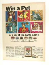 1967 DuPont Golden 7: Win a Pet Or a Car of the Same Name Vintage Print Ad