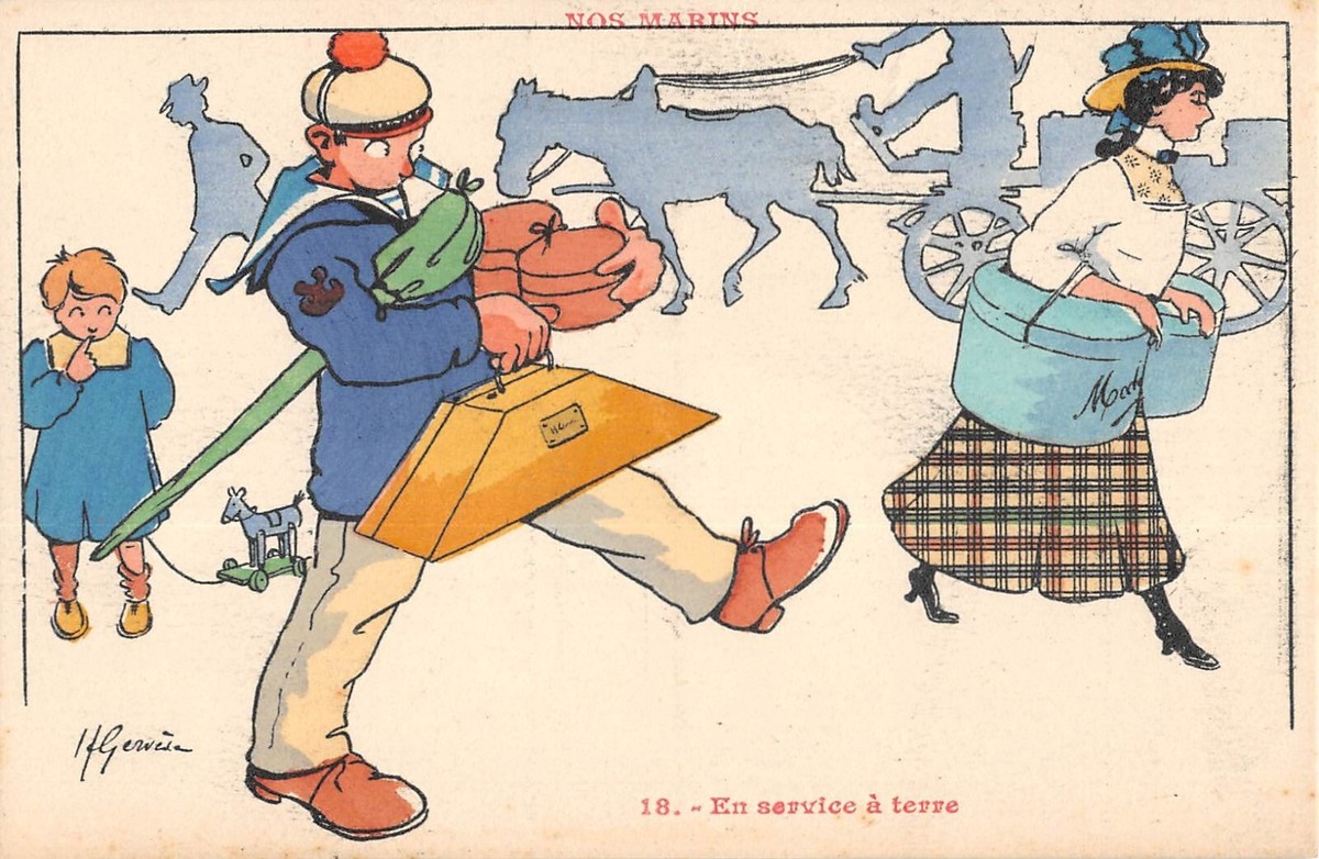Gervese, H. - Carte illustrateur Gervèse pochoir série nos marins n°72