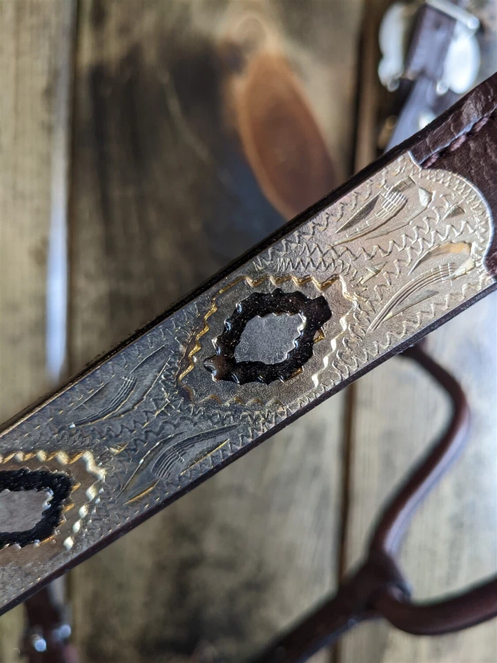 Horse Silver Show Halter - Gold & Black Diamonds - Matching Lead Shank - Image 4 of 4