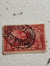 US 1913 #Q5 Parcel Post 5c Mail Train Carmine Rose Used - #6139