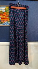 VTG F.O.B.Jeans Los Angeles California Wide Pants Floral Black Sz Extra Small XS