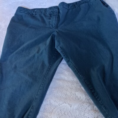 Worthington Womens Capri Pants Size 16P Hunter Green Petite Slim Ankle 