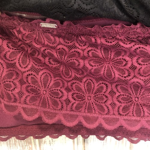 2 Gilly Hicks By Hollister Lace Bandeau Bras Lot Of 2 Black Burgundy Large NEW - Picture 8 of 14