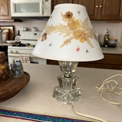 Vintage Stacked Glass Lamp Hollywood Regency Boudoir Bedroom Table Lamp 10”  H