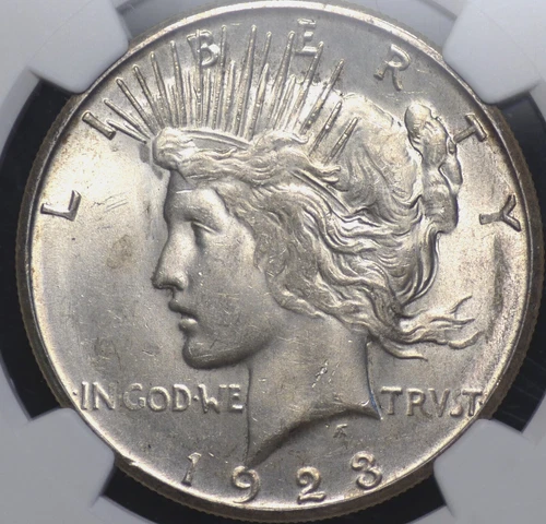 1923 S PEACE DOLLAR NGC MS 63 ORIGINAL WITH LIGHT OPACITY OVER THE OBVERSE AND A