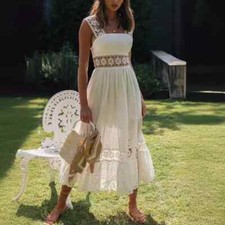 Women Ladies Boho Lace Maxi Dress Cocktail Party Evening Summer Beach Sundress