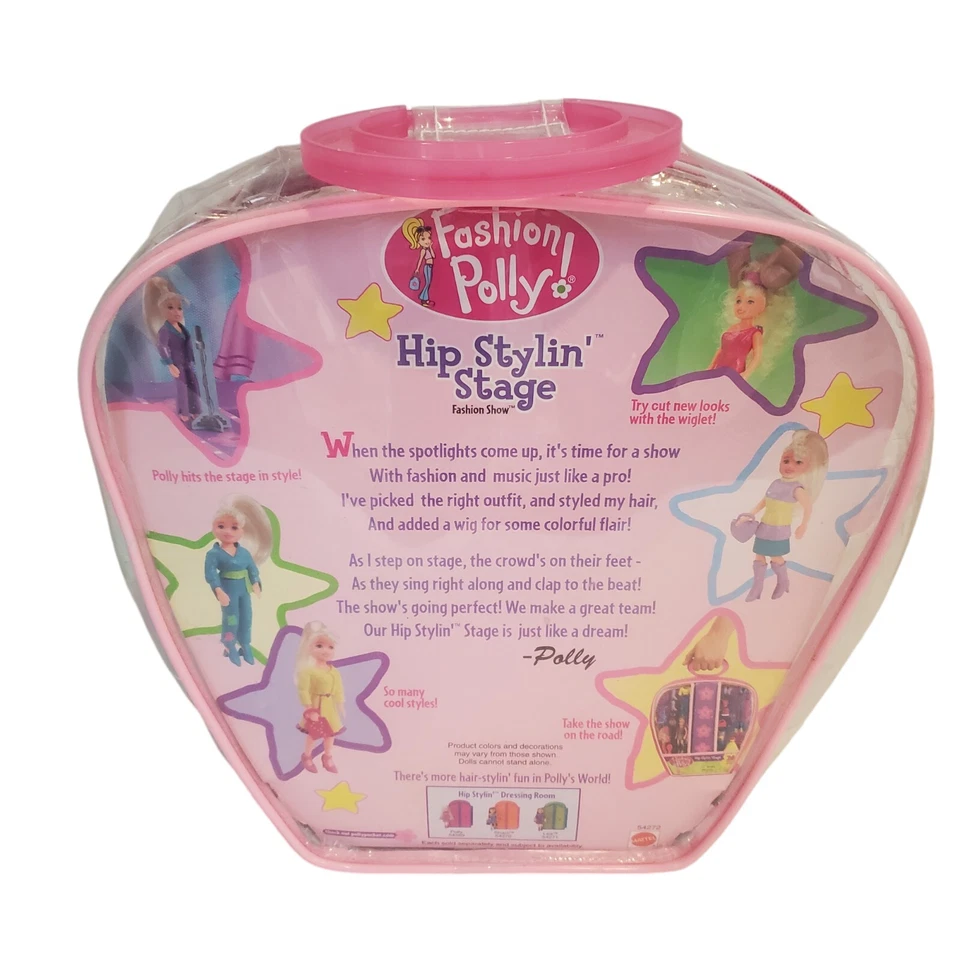 2001 Mattel Polly Pocket Moda Polly Divertida Palco Desdobrável Estojo Transparente Incompleto - Imagem 2 de 4