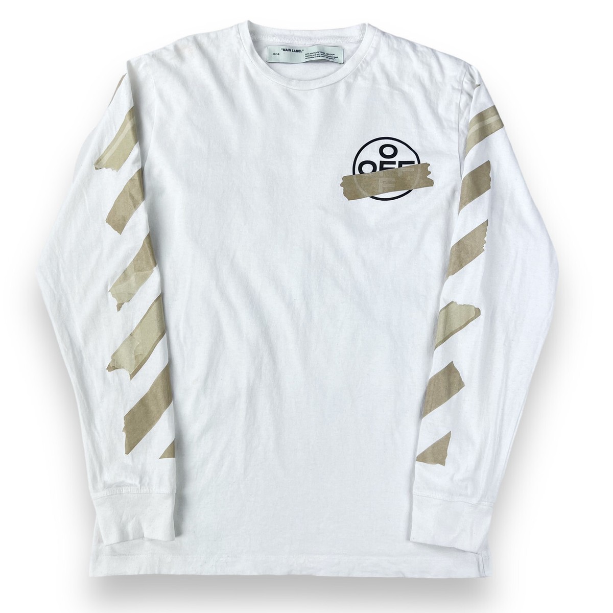 トップス 20SS OFF WHITE TAPE ARROWS LONG SLEEVES OFF-WHITE Tape Arrow Skate Long Sleeve Tee in Black & Citrus