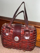 VTG 60S 70S WOMENS BROWN LEATHER WOVEN STRAP StyleCraft MIAMI CARRY CLUTCH PURSE