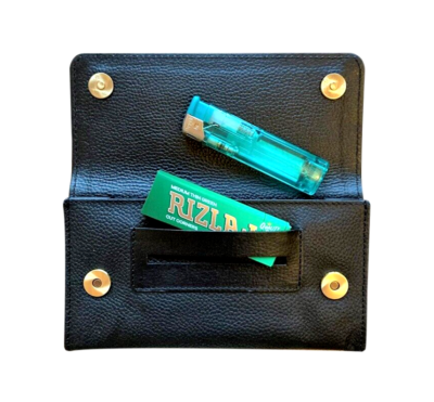 Personalised Engraved Black Soft Leather Tobacco Baccy Rizla Storage Pouch Gift - Foto 7