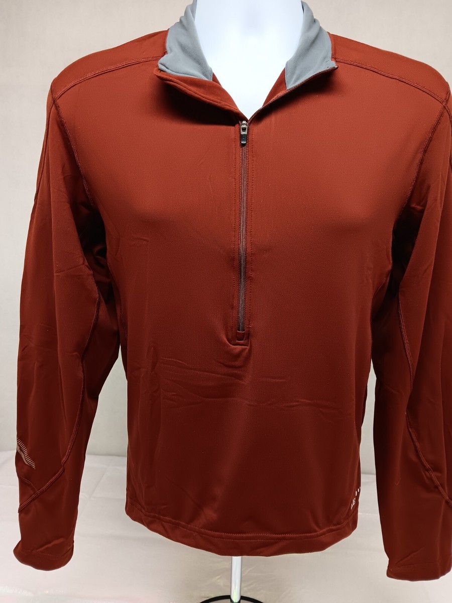 REI Mens Small Maroon Rust Colored Pullover 3/4 Zip Lightweight