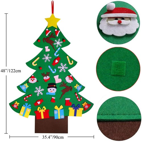4ft Christmas Felt Tree Wall Hanging Christmas Tree Set 36pcs Ornaments for Kids - Picture 5 of 13