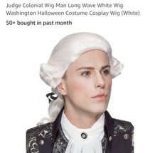 White Judge Wig George Washington Colonial Style