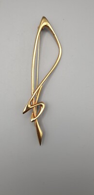Elegante Designer-Brosche von P&M Paris   Modernes, abstraktes Design, vergoldet