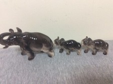 Vintage MCM Porcelain Mother & Baby Elephants Figurines Japan