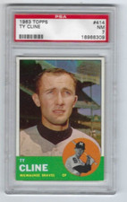 1963 Topps baseball card #414 Ty Cline Milwaukee Braves graded PSA 7