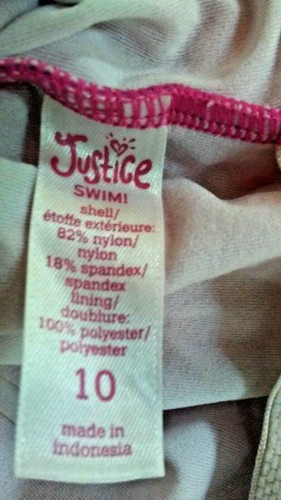 Justice Pink & Glitter Silver Heart Print Tankini Swim Top Size 10 Girls - Picture 3 of 3