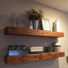 Mensola da parete noce in legno massello per bagno, soggiorno, salotto cucina