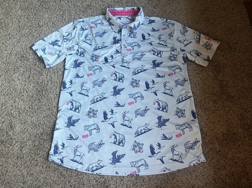 Swannies Golf Polo Shirt XL Golfing Animals Blue Gray - Bild 5 von 7