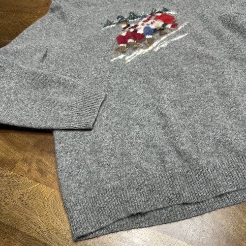 Vintage Womens Rare Lauren Ralph Lauren Lambswool Grey Sled Scene Sweater XL - Picture 3 of 9