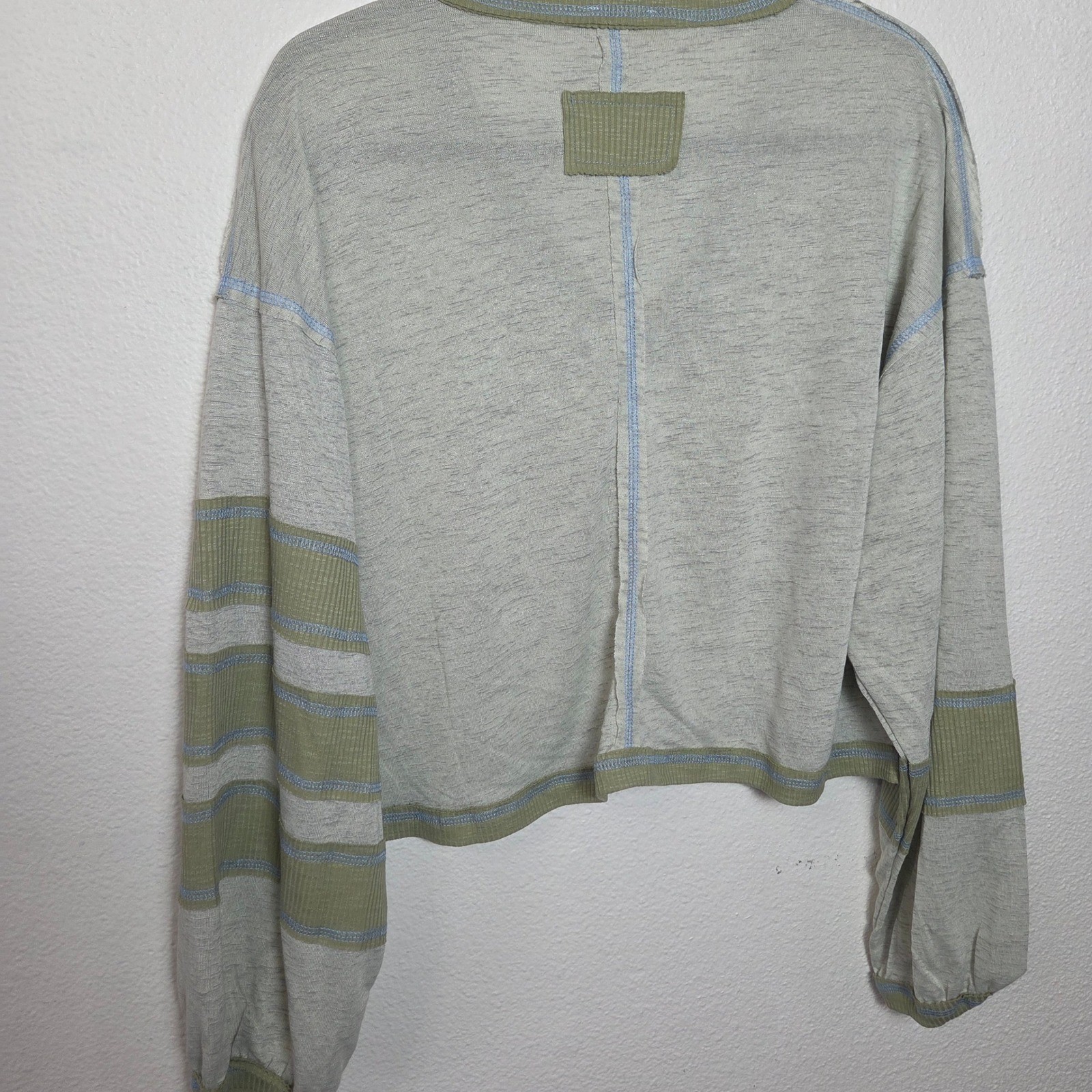 POL V-Neck Contrasting patchwork Long Sleeve Top … - image 3