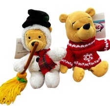 Disney 8  Winnie The Pooh Mini Bean Bag Plush Snowflake  Snowman Christmas
