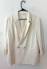 H M Cream Double-Breasted Blazer Women Size Large Trendy Jacket