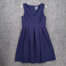 Modcloth Dress Womens XL Blue Fit & Flare Sleeveless Pleated Stretch V Neck