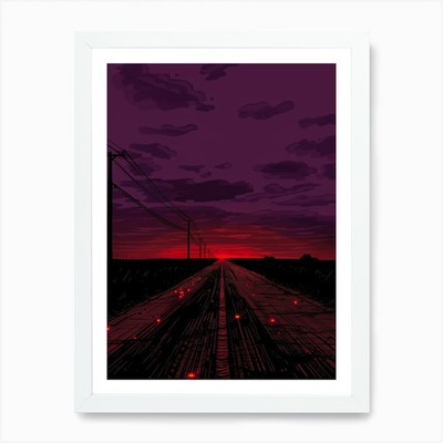Road At Sunset 1 Art Print Framed W Framed Wall Art Poster Canvas Print Picture