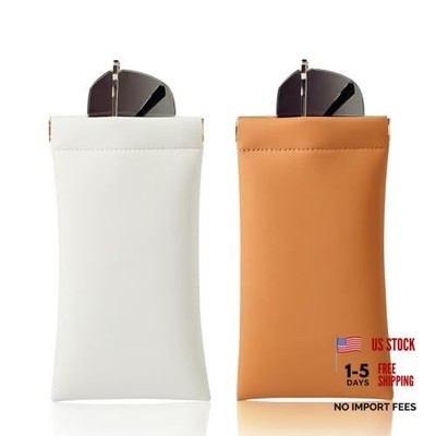 Squeeze Top Sunglass Case, New Creamy White+orange Modern Minimalist