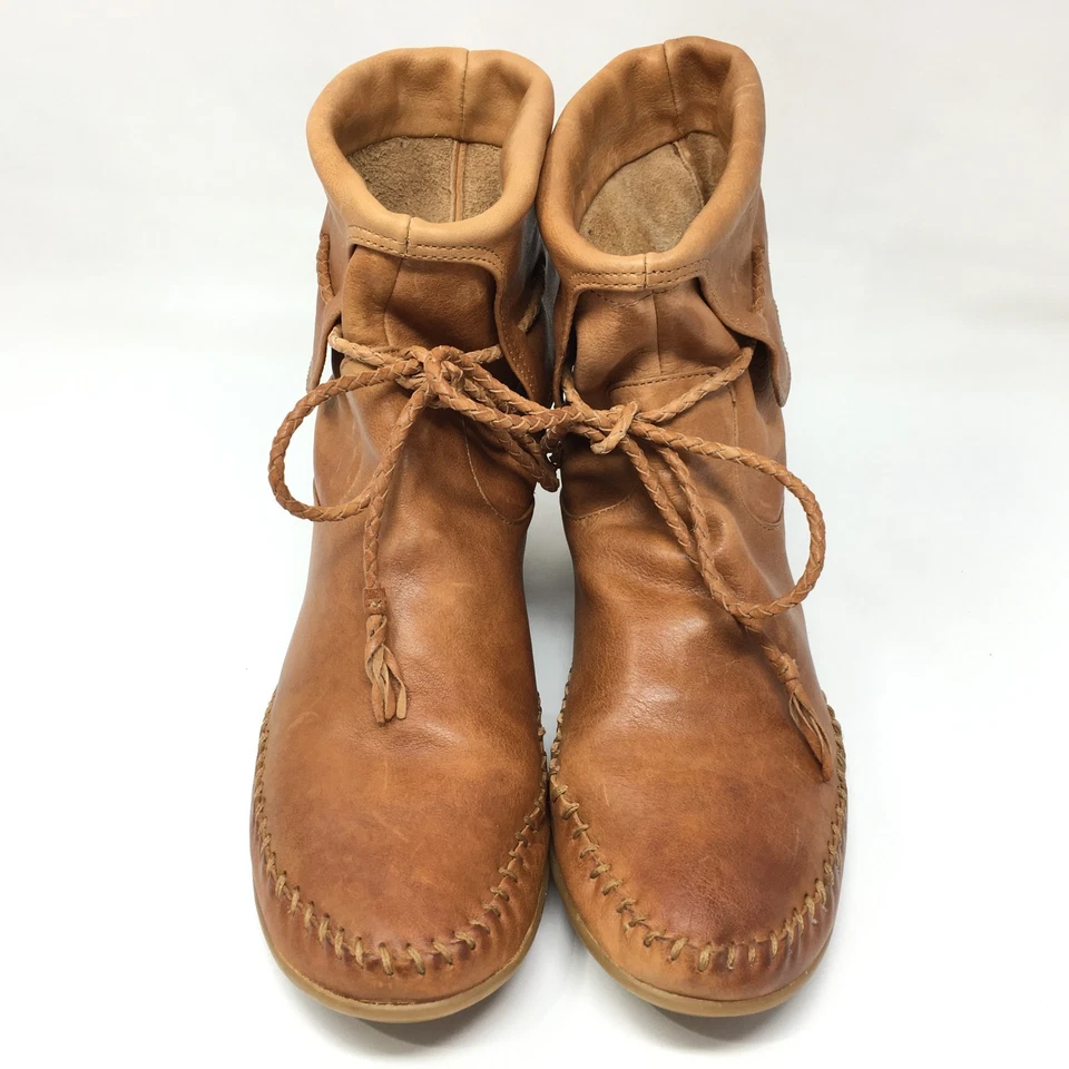 Frye Reba Cuff Short Moccasin Boots Booties Shoes Womens Size 7.5 Brown Leather - Image 4 of 4