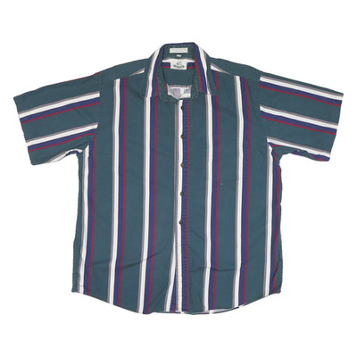 VAN HEUSEN Herren Blau Weiß & Rot Gestreift Baumwolle Blend Hemd L Modisch