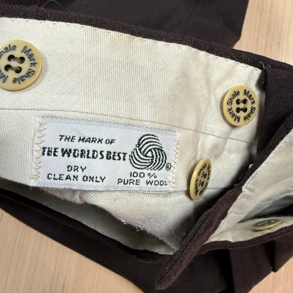 Pantalones de Lana Mark Shale De Colección Lazo Caído Garra Pesada Cremallera 32x26 Ancho Atómico Foto 3 de 4