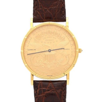 Authentic [Unserviced - Value Price] Corum Coin Watch $20 YG 5014556 YG Quar...